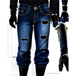 Paneled Blue Jeans Png 06112024 PNG image