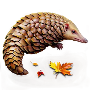 Pangolin In Autumn Leaves PNG Obb