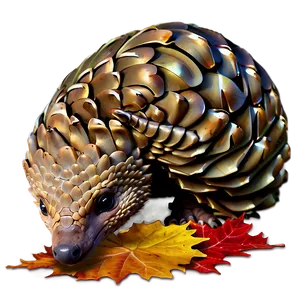 Pangolin In Autumn Leaves PNG Rmq PNG