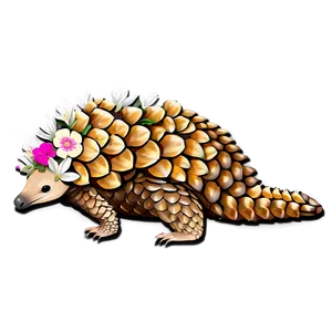 Pangolin With Flowers PNG Mms83