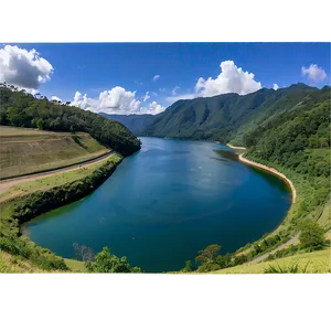 Panoramic View Of Valley Dam PNG 36