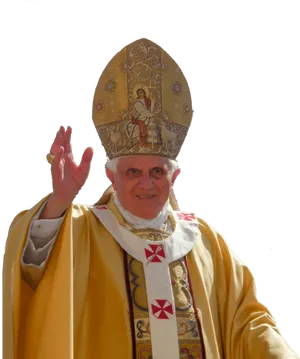 Papal Gesture Golden Robes PNG