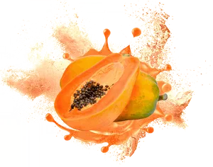 Papaya Fruit Splash Art PNG image