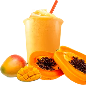 Papaya Mango Smoothie Deliciousness PNG image