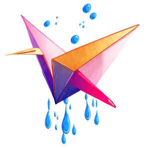 Paper Crane With Ink Splashes PNG Fkj97 PNG