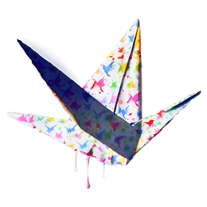 Paper Crane With Ink Splashes PNG Sps