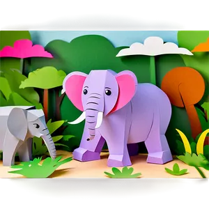 Papercraft Animals In Zoo Scene Png 80 PNG image