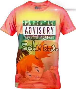 Parental Advisory Anime Character T Shirt PNG image