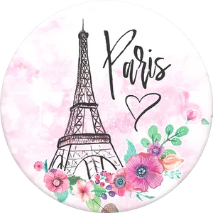 Paris Eiffel Tower Floral Art PNG image