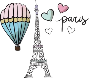 Paris Love Balloon Eiffel Tower PNG image