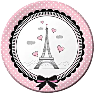 Paris Themed Decorative Plate PNG image