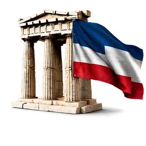 Parthenon With Greek Flag PNG 06252024