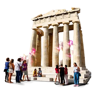 Parthenon With Tourists Png 06252024 PNG image