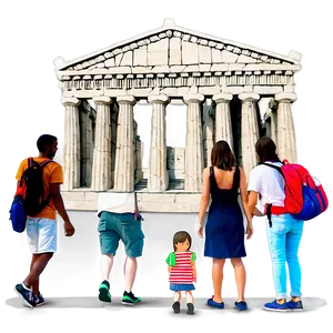 Parthenon With Tourists PNG Waq11 PNG