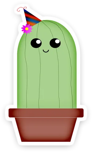 Party Cactus Cartoon Illustration PNG image