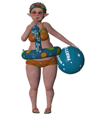 Party Elfwith Beach Ball PNG image