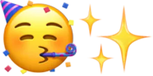 Party Face Emojiwith Sparkles PNG image
