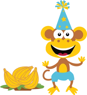 Party Monkeywith Bananas Clipart PNG image
