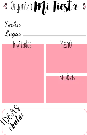 Party Planning Template Spanish PNG image