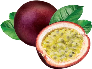 Passion Fruit Freshand Halved PNG image