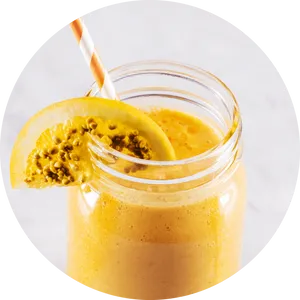 Passion Fruit Smoothiein Mason Jar PNG image