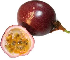 Passion Fruit Wholeand Halved PNG image