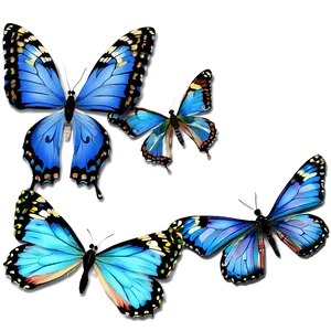 Pastel Blue Butterflies PNG Nyy29