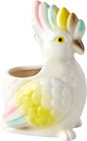 Pastel Cockatoo Ceramic Planter PNG image