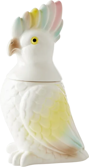 Pastel Crested Cockatoo Figurine PNG image