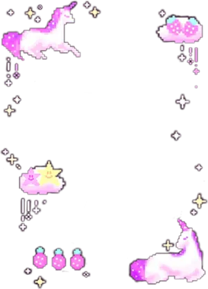 Pastel Pixel Unicornsand Stars PNG image