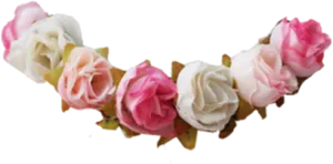 Pastel Rose Headband Floral Arrangement PNG image