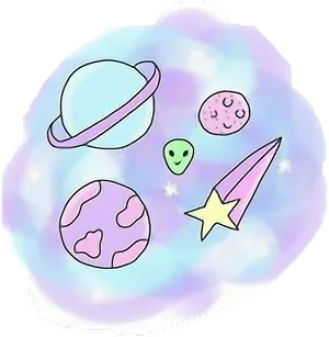 Pastel Space Doodles Kawaii PNG image