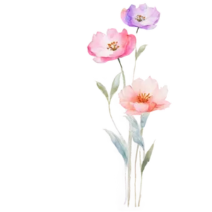 Pastel Watercolor Flowers PNG Fjs