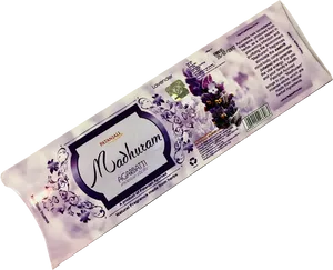 Patanjali Madhuram Agarbatti Lavender Packaging PNG image