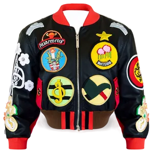 Patch Embellished Bomber Jacket Png Cvh99 PNG image