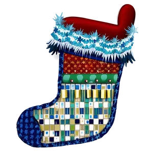 Patchwork Christmas Stocking PNG 25 PNG