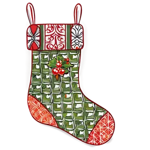 Patchwork Christmas Stocking PNG Oaa