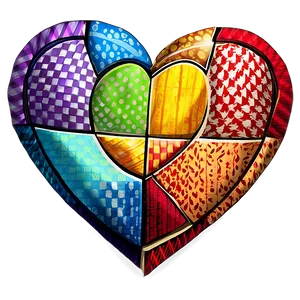 Patchwork Heart Clipart Design PNG Bex45 PNG