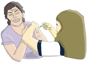 Patient Receiving Injection Cartoon PNG image