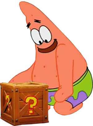 Patrick Star With Mystery Box PNG image