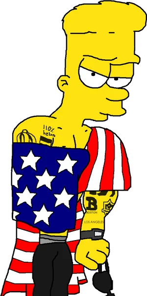 Patriotic Bart Simpson Character Illustration PNG image