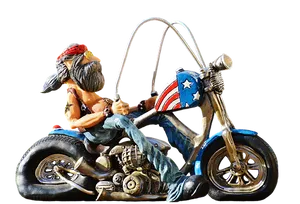 Patriotic Biker Figurineon Chopper PNG image