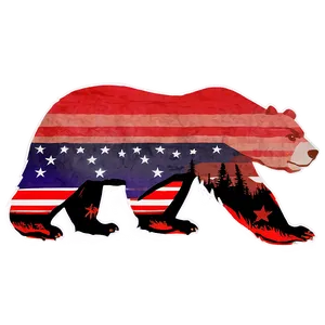 Patriotic California Bear PNG 06262024