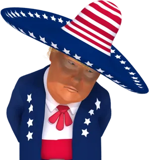 Patriotic Caricaturewith Sombrero PNG image