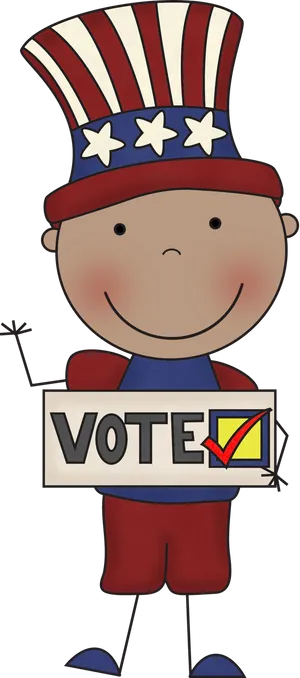 Patriotic Cartoon Character Voting PNG