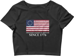Patriotic Crop Topwith Flag Design PNG