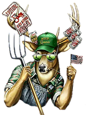 Patriotic Deer Cartoon Redneck PNG
