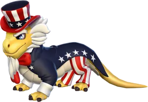 Patriotic Dinosaur Cartoon Character PNG image