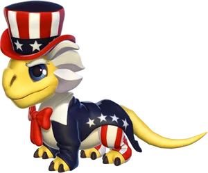 Patriotic Dinosaur Cartoon Character PNG