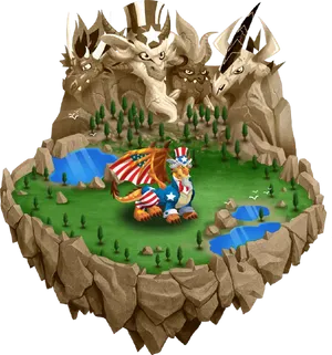 Patriotic Dragon Fantasy Island PNG
